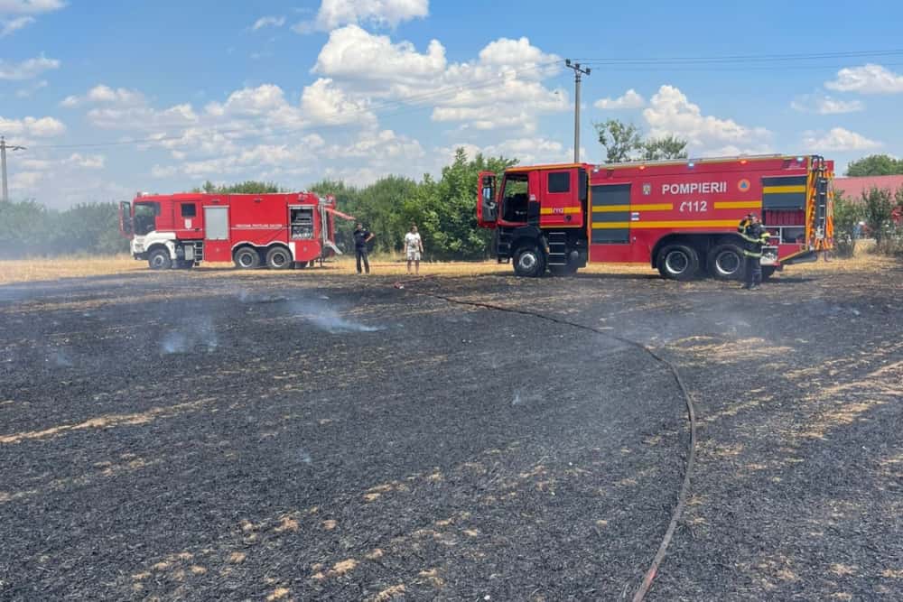 UPDATE/ Pompierii prahoveni acționează pentru stingerea a două incendii care au cuprins circa 100 de hectare de teren cu vegetație uscată