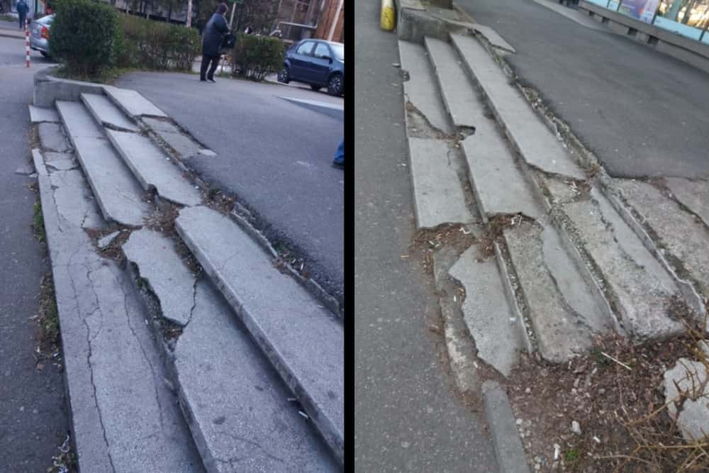 Ploiești | Treptele din fața blocului Gioconda, pericol public! Primăria spune că n-are bani să le repare, dar găsește fonduri pentru Republica de sub Castani