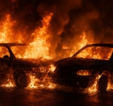 Piromanul care a incendiat două mașini pe o stradă din Ploiești a fost reținut