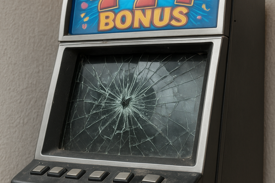 Scene de vandalism la Mizil: un bărbat de 35 de ani, reținut după ce a distrus un aparat de păcănele și un televizor