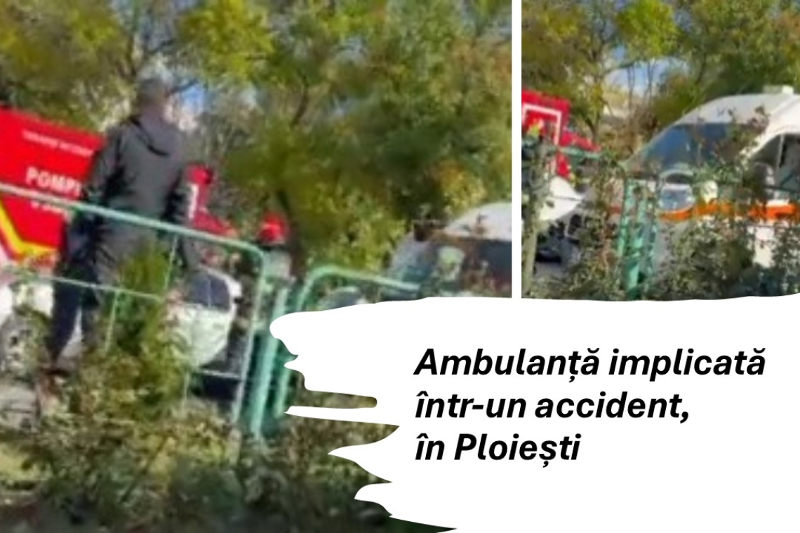 Ambulanță implicată într-un accident rutier pe Bulevardul Republicii din Ploiești. Un bărbat a fost rănit