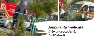 Ambulanță implicată într-un accident rutier pe Bulevardul Republicii din Ploiești. Un bărbat a fost rănit
