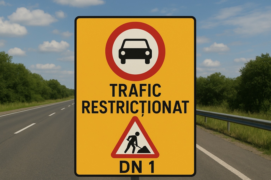Trafic restricționat pe DN 1, în zona Bănești, pentru lucrări de întreținere la un pod