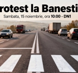 Protest pentru siguranța traficului pe DN1, la Bănești. CNAIR promite reparații la pasarela pietonală până la finalul anului