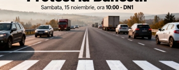 Protest pentru siguranța traficului pe DN1, la Bănești. CNAIR promite reparații la pasarela pietonală până la finalul anului