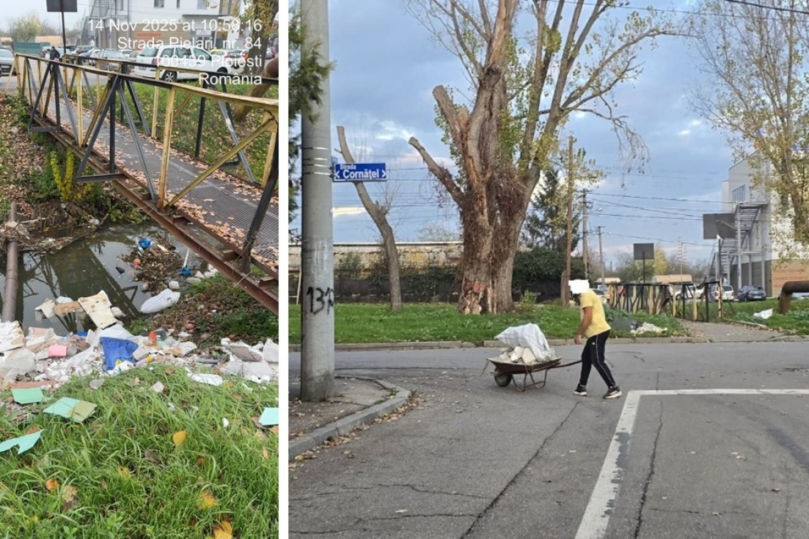 10.000 de lei amendă pentru aruncarea molozului în albia pârâului Dâmbu