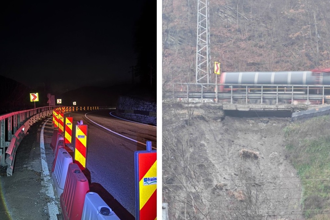 DN1, în pericol de prăbușire, la Comarnic, dacă nu se intervine urgent. O alunecare de teren a afectat terasamentul drumului