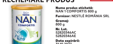 Atenție! Nestlé retrage din magazine mai multe loturi de lapte praf pentru sugari. ANSVSA avertizează consumatorii asupra prezenței unei bacterii