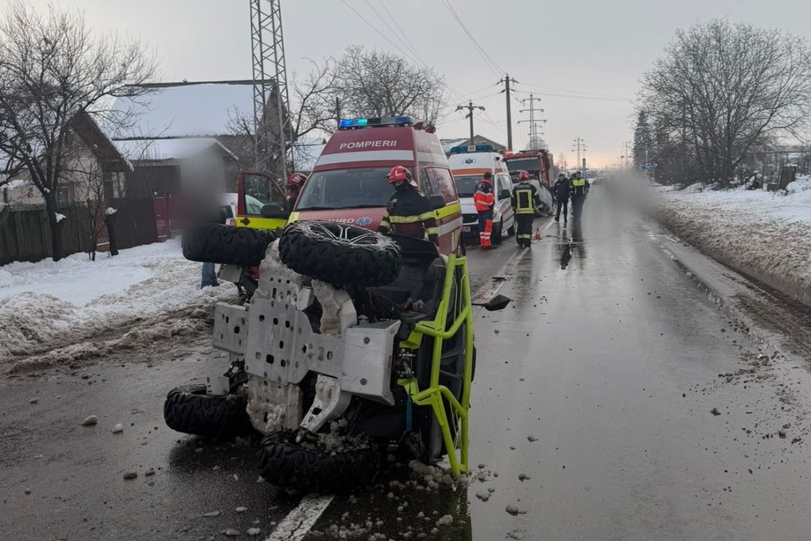 Coliziune între un autoturism și un ATV, în Albești-Paleologu