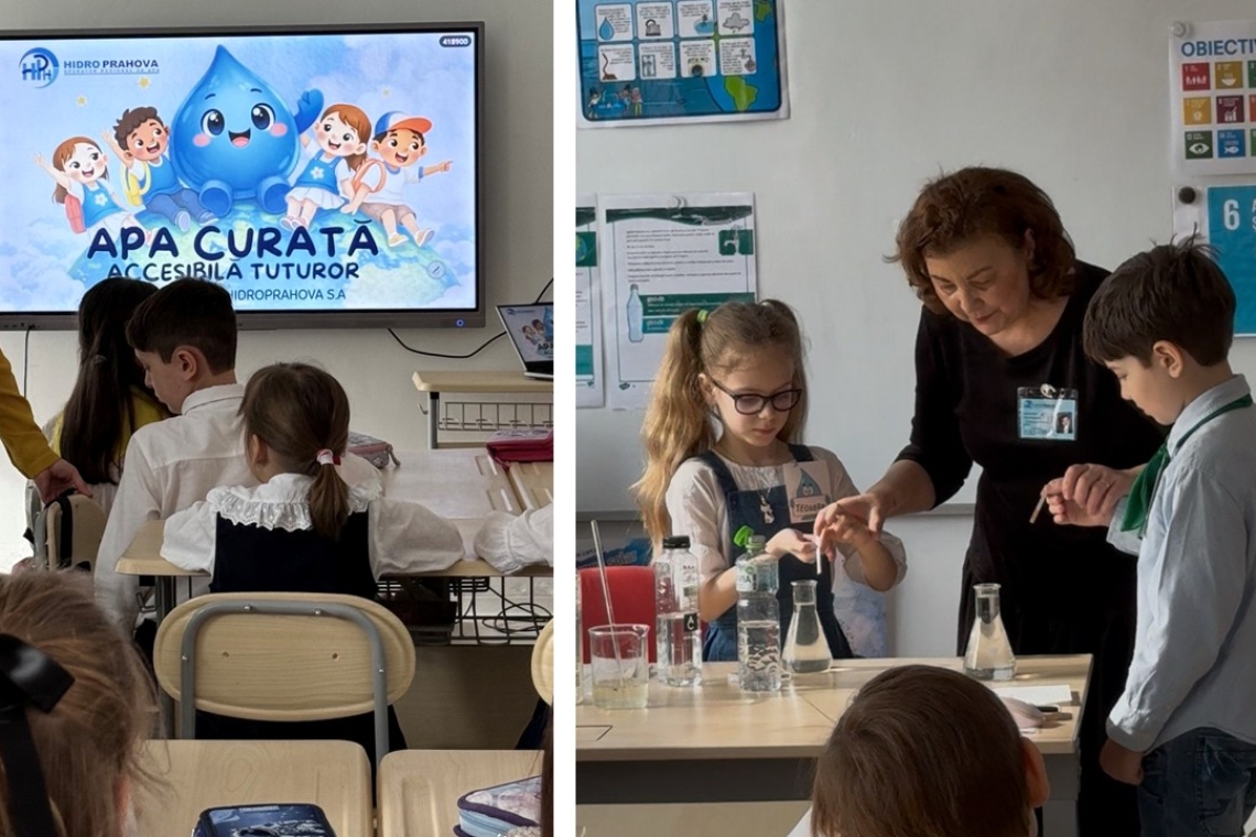 Lecție demonstrativă despre importanța apei potabile pentru elevii Școlii Gimnaziale „George Coșbuc” din Ploiești