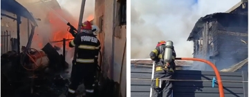 Două case din Strejnicu, cuprinse de flăcări, miercuri dimineață. Pompierii au intervenit cu mai multe autospeciale