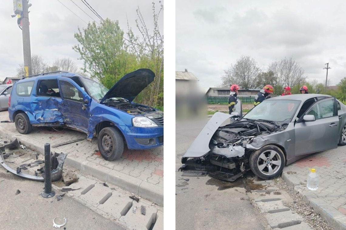 Două autoturisme, implicate într-un accident în comuna Râfov. Trei persoane au ajuns la spital