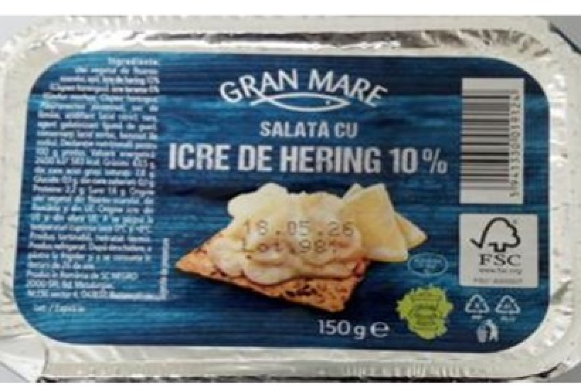 Alertă alimentară: lot de salată cu icre, retras de pe piață după depistarea bacteriei Listeria