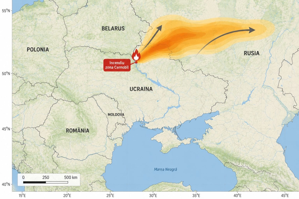 Norul de fum de la incendiul din Cernobîl nu afectează România