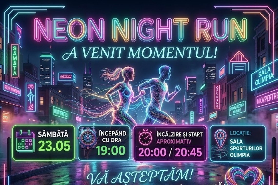 „Neon Night Run” la Ploiești. Spectacol nocturn organizat de alPHa Prahova - sport, lumină și comunitate