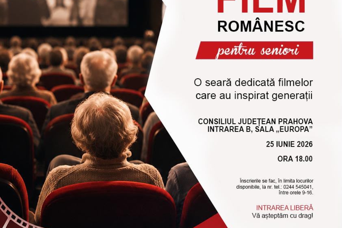 Seară de film românesc dedicată seniorilor, la Ploiești
