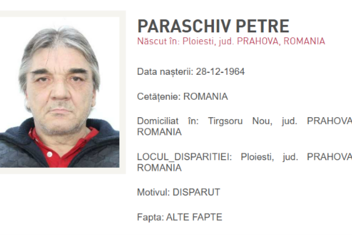 Bărbat de 61 de ani, căutat de polițiști după ce a părăsit escorta medicală în Ploiești. Prahoveanul a fost dat dispărut