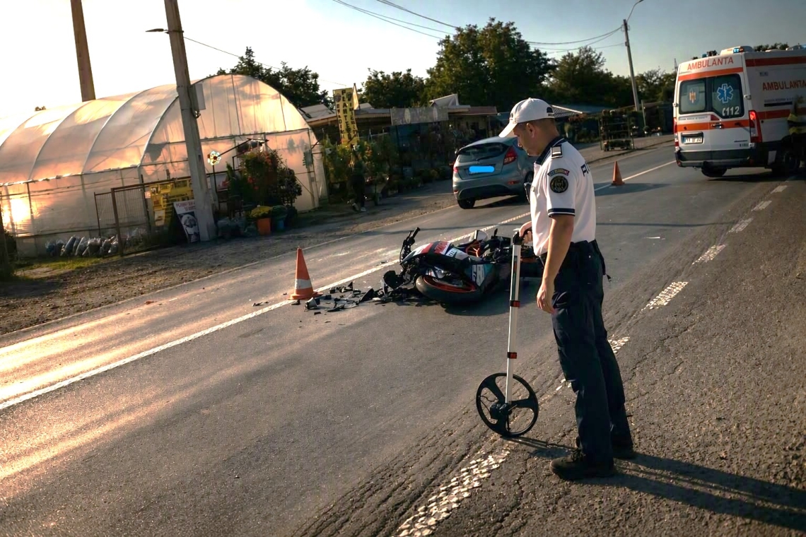 Motociclist de 17 ani, rănit într-un accident pe DN1A, la Măgurele