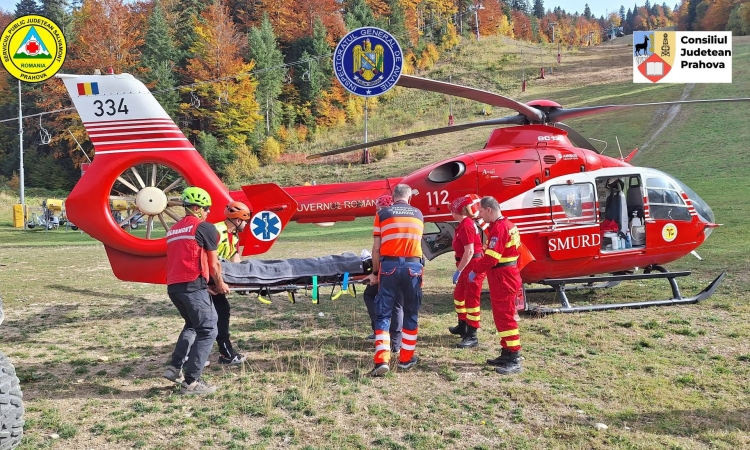 Adolescent de 14 ani, preluat cu elicopterul SMURD după un accident de mountain-bike, la Azuga