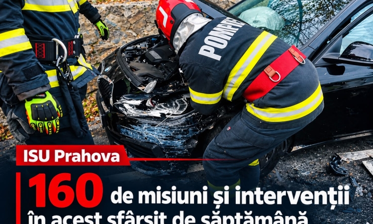 Weekend cu 160 de misiuni și intervenții pentru pompierii din Prahova