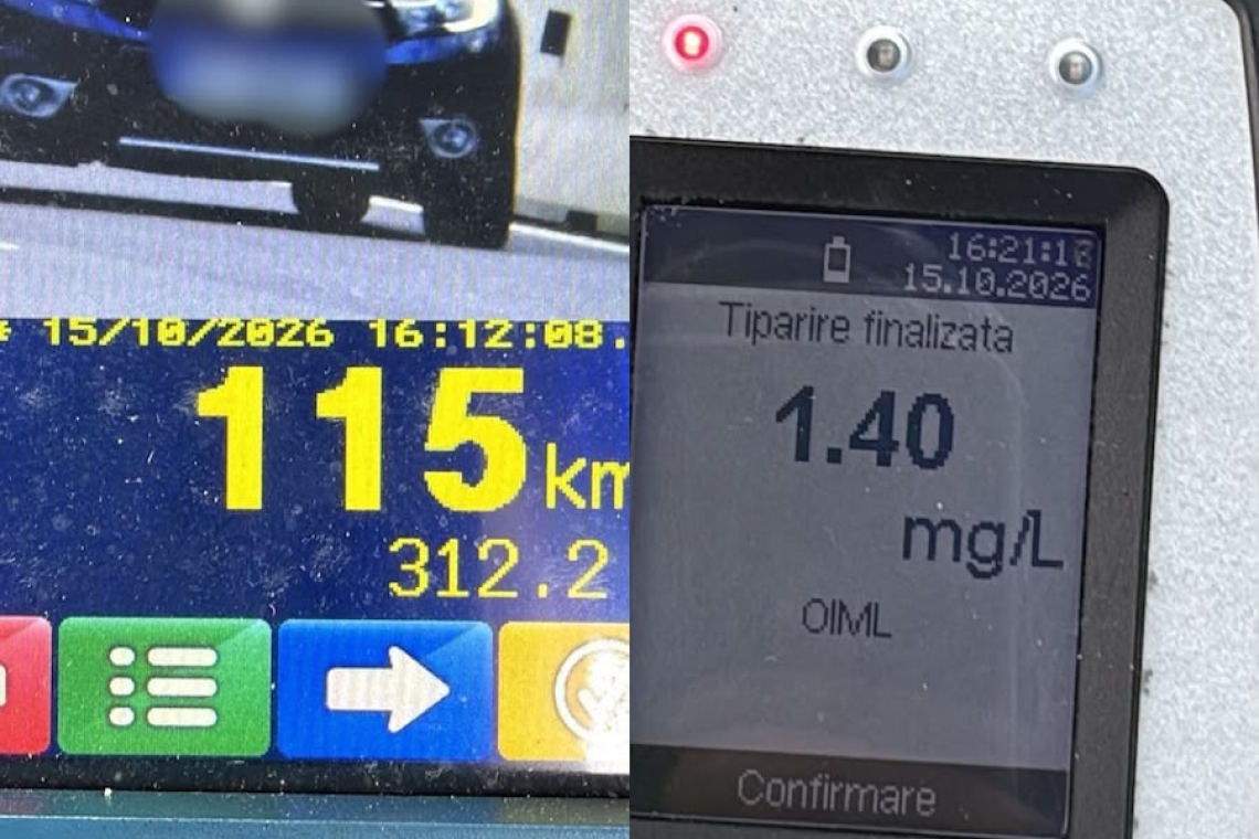 Combinație de alcool și viteză pe DN1, la Cornu: șofer prins cu 1,40 mg/l alcool în aerul expirat și 115 km/h