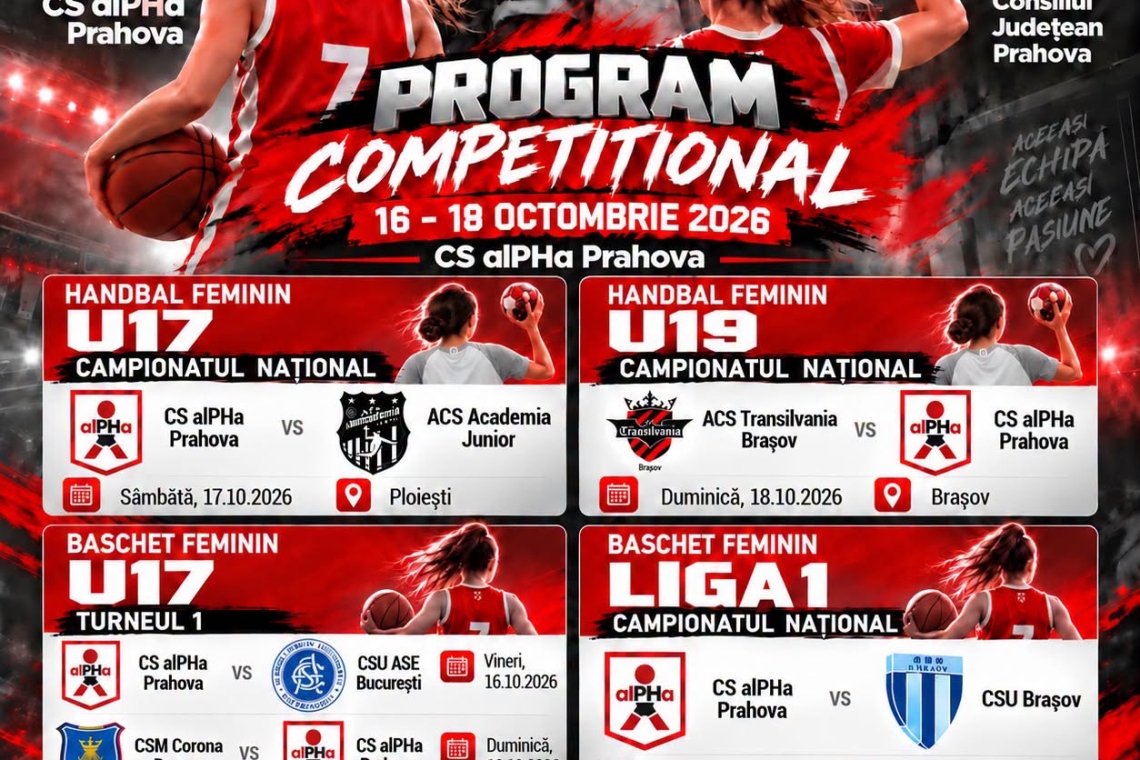 Cinci meciuri pentru echipele alPHa Prahova, în acest weekend. Programul competițiilor