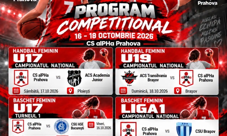 Cinci meciuri pentru echipele alPHa Prahova, în acest weekend. Programul competițiilor