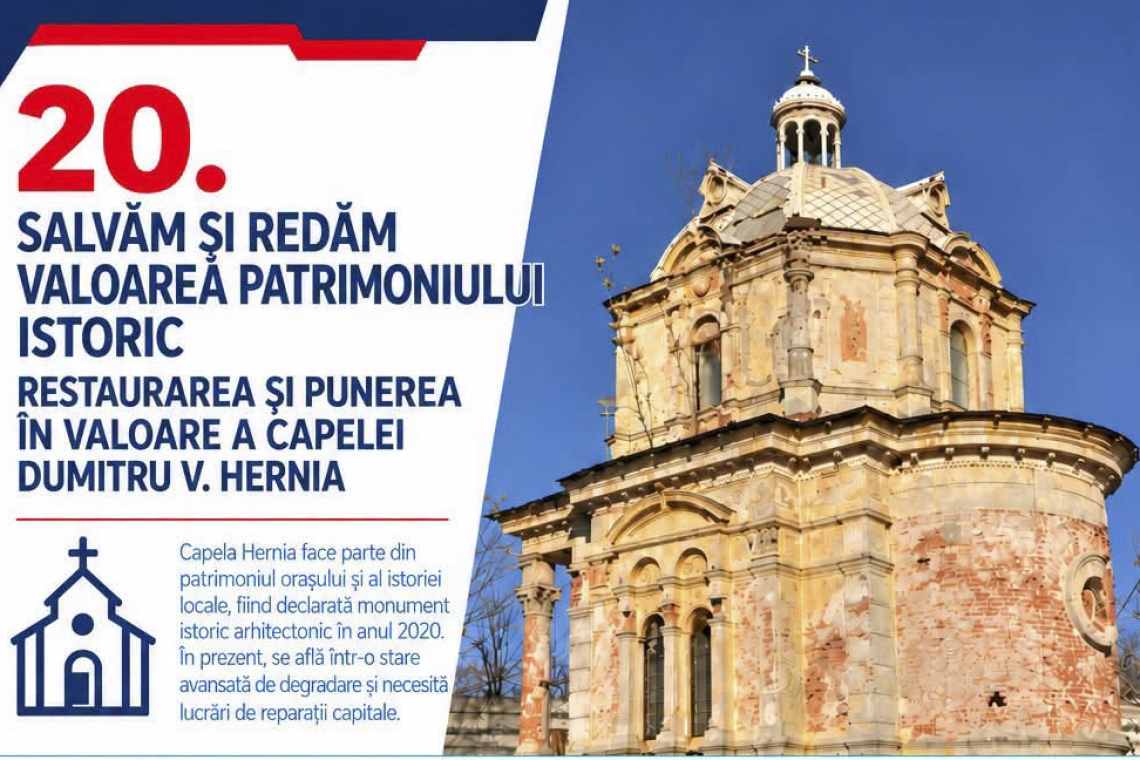 Capela Hernia din Câmpina, monument istoric, va fi restaurată cu fonduri europene