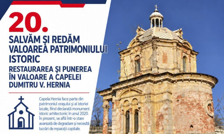Capela Hernia din Câmpina, monument istoric, va fi restaurată cu fonduri europene